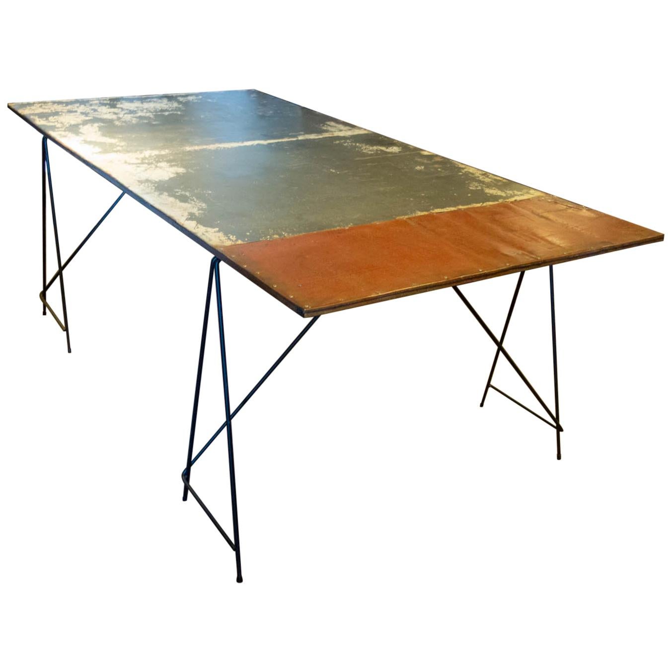 Large Industrial Table by Upcycle Artist Frits Jeuris, Old Brewery Door For Sale