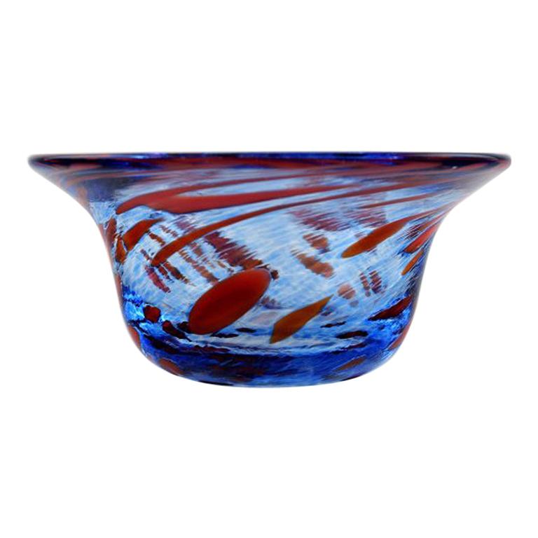 Mine Blue Large Bowl by Ulrica Hydman Vallien for Kosta Boda 9.75" 