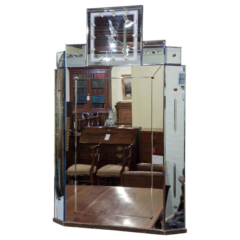 Art Deco Wall Mirror Clock 20th Century