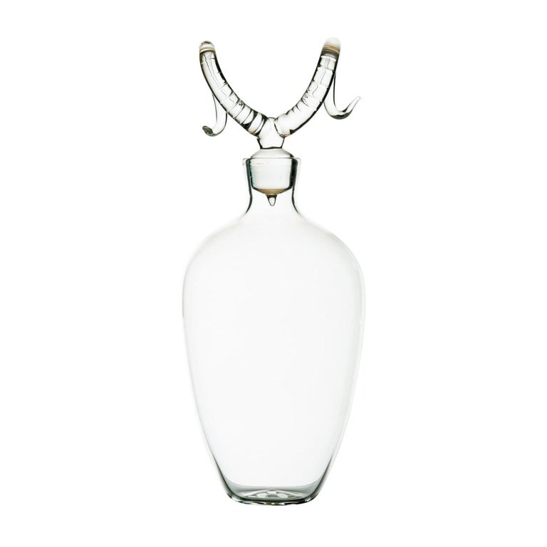 Bighorn Glass Bottle by Simone Crestani For Sale