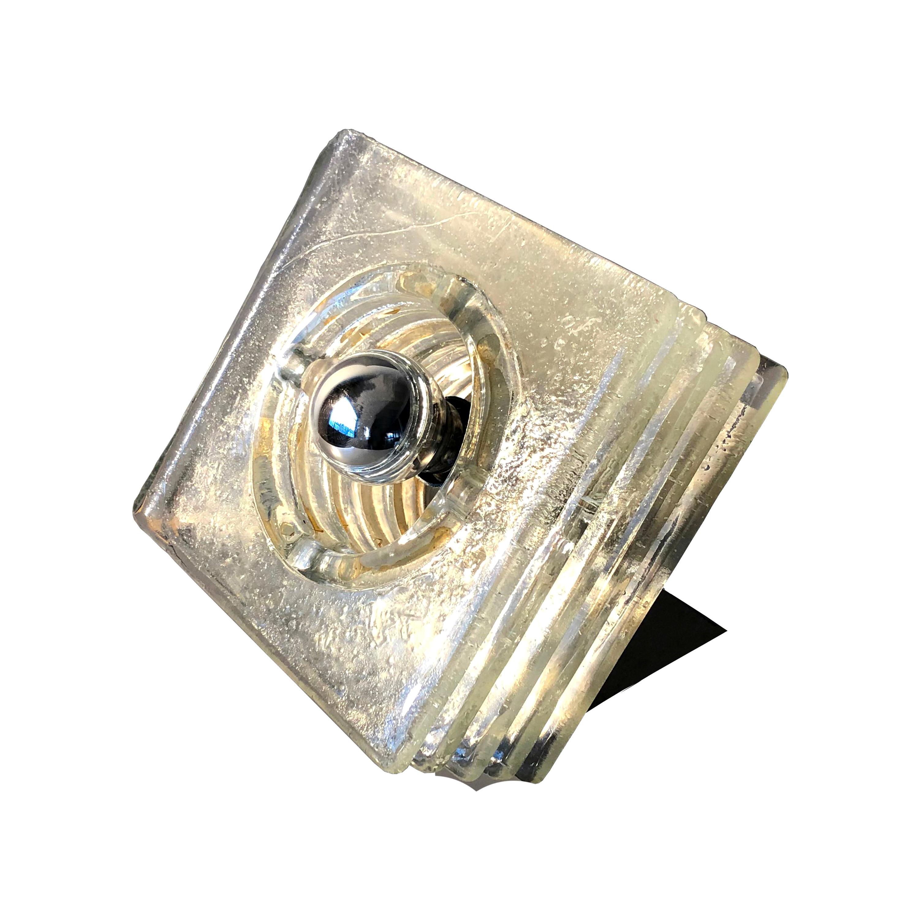 Spaceage Layered Murano Glass Sheets Cube Table Light, Italy, 1970s For Sale