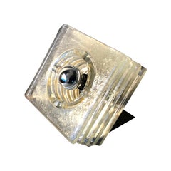 Spaceage Layered Murano Glass Sheets Cube Table Light, Italy, 1970s