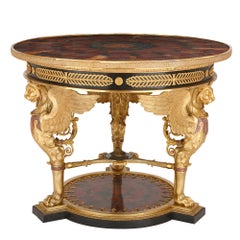 Empire Style Gilt Bronze and Gemstone Circular Table