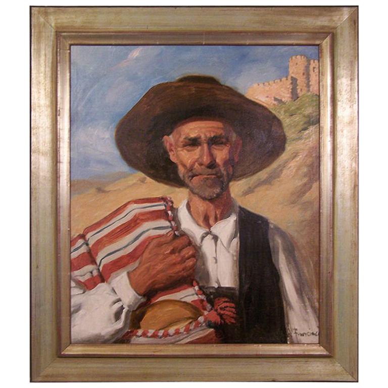 Portrait Painting by California Artist John Bond Francisco, Early 20th Century For Sale