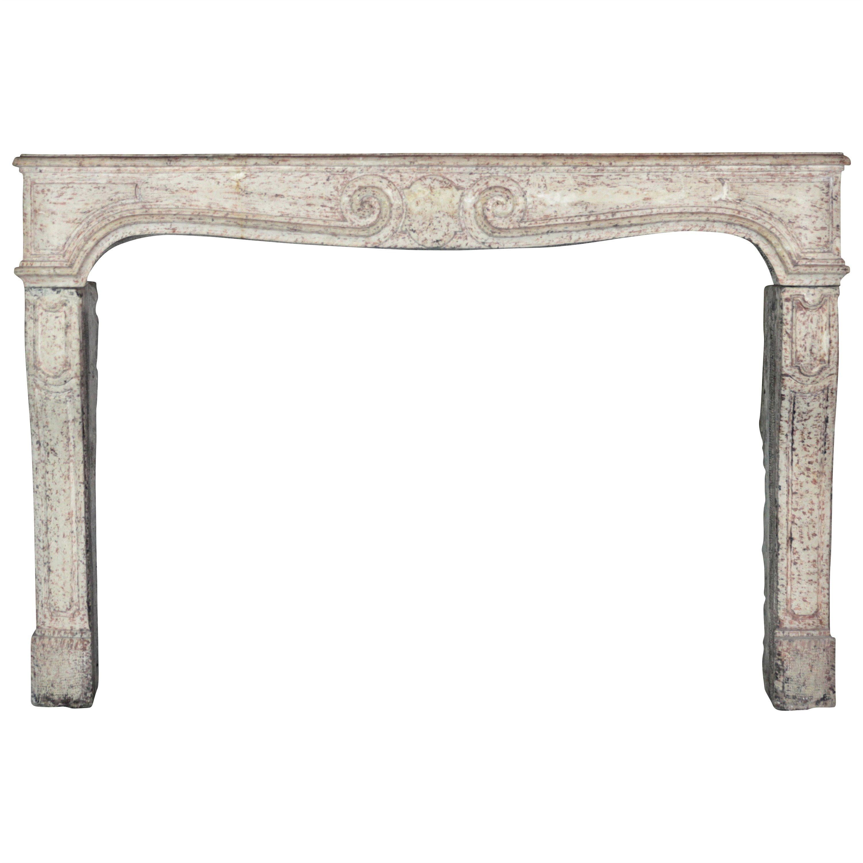 18th Century French Country Limestone Antique Fireplace Surround