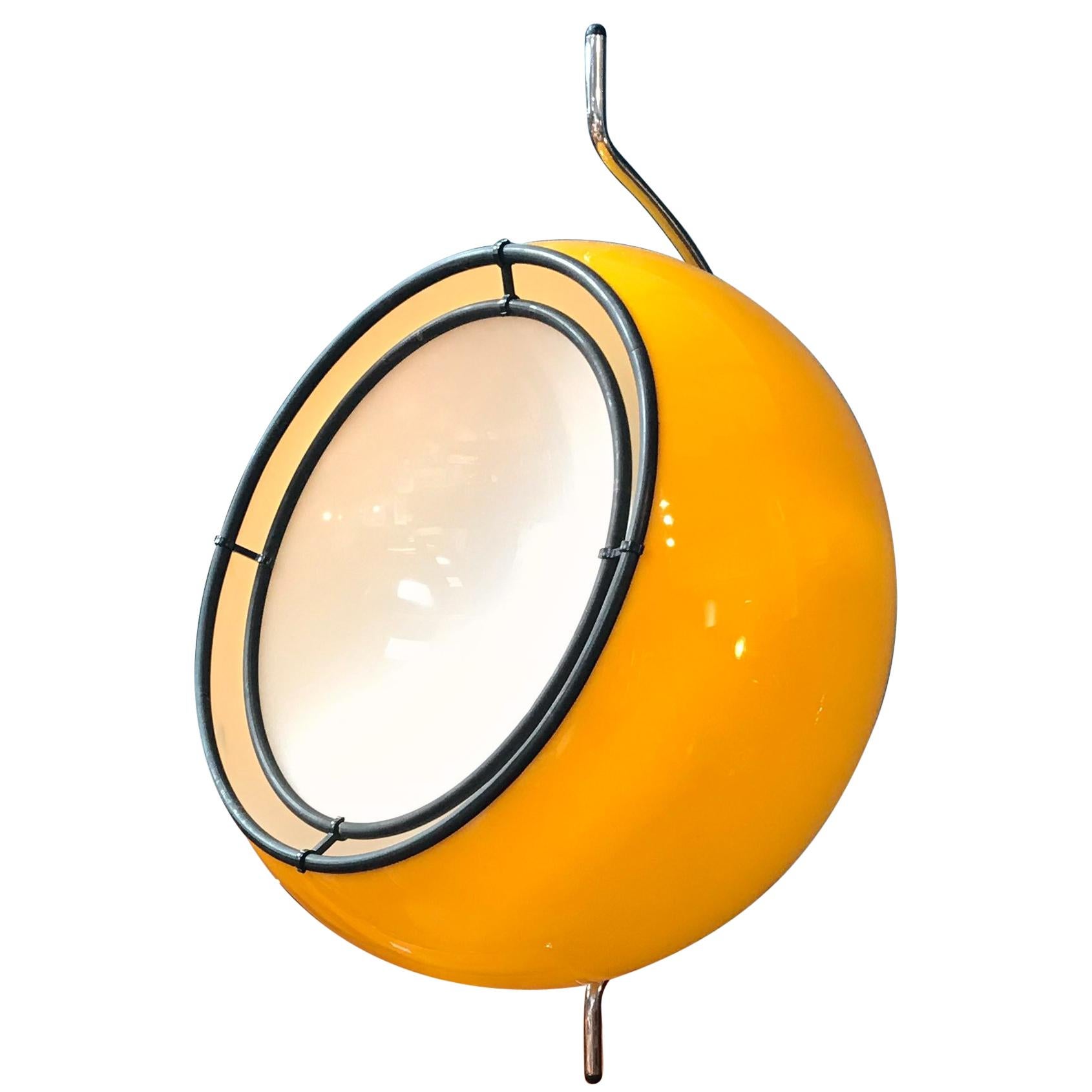 Midcentury Pendant Lamp by Harvey Guzzini, Yellow and White For Sale