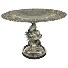 Antique Chinese Silver Tazza by Tien Shing, Hong Kong, 19th Century