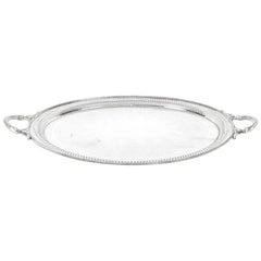 Antique Victorian Silver Plated Twin Handled Tray, 19th Century