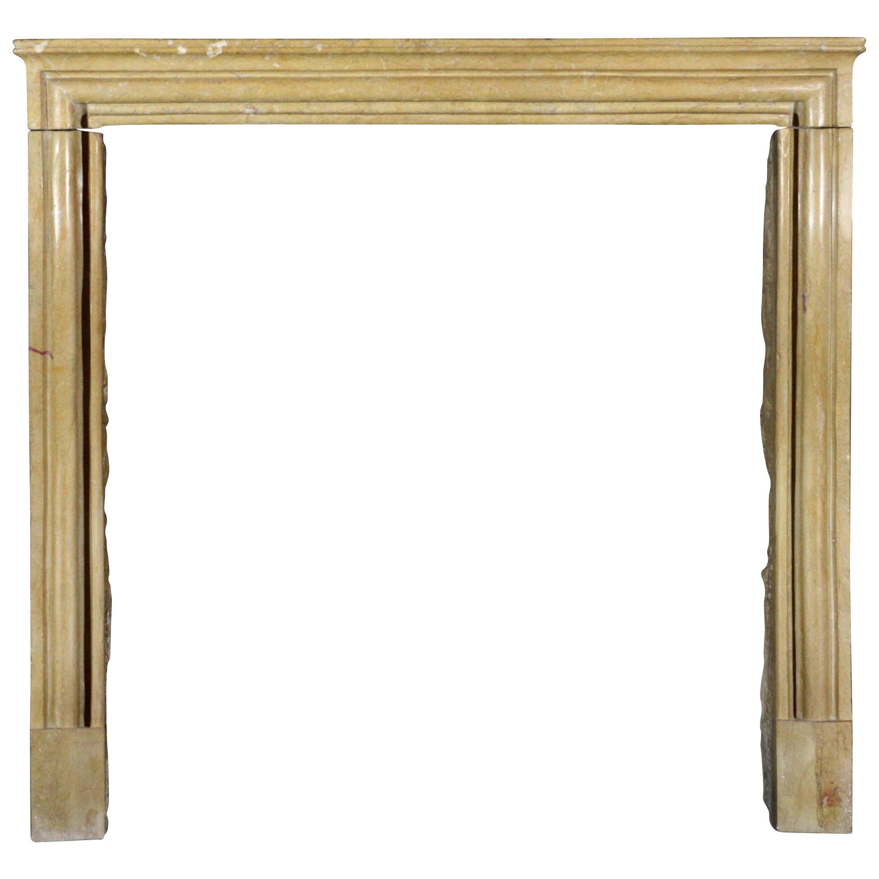 19th Century Louis XIV Style French Honey Limestone Antique Fireplace Mantle For Sale