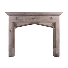 Antique Carved Bath Stone Fireplace in the Gothic Style