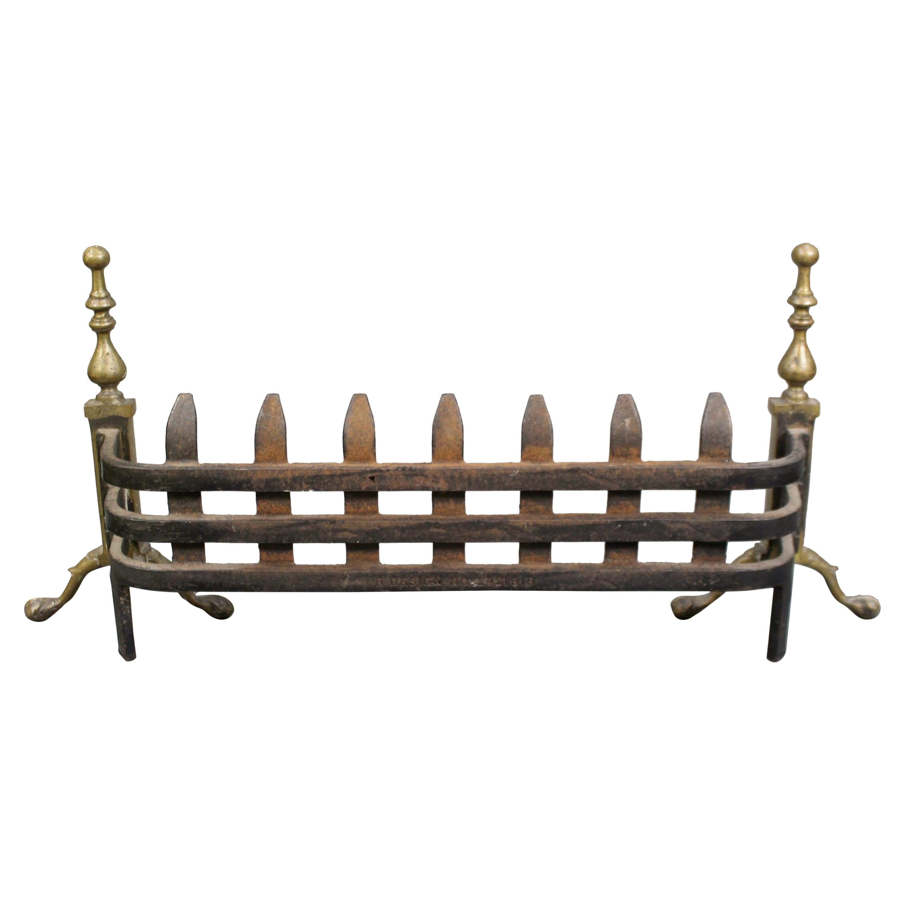 19th Century Brass and Cast Iron Fire Guard Basket Front For Sale
