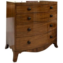 Geo III Mahogany Bow Fronted 4 Drawer Chest of Drawers