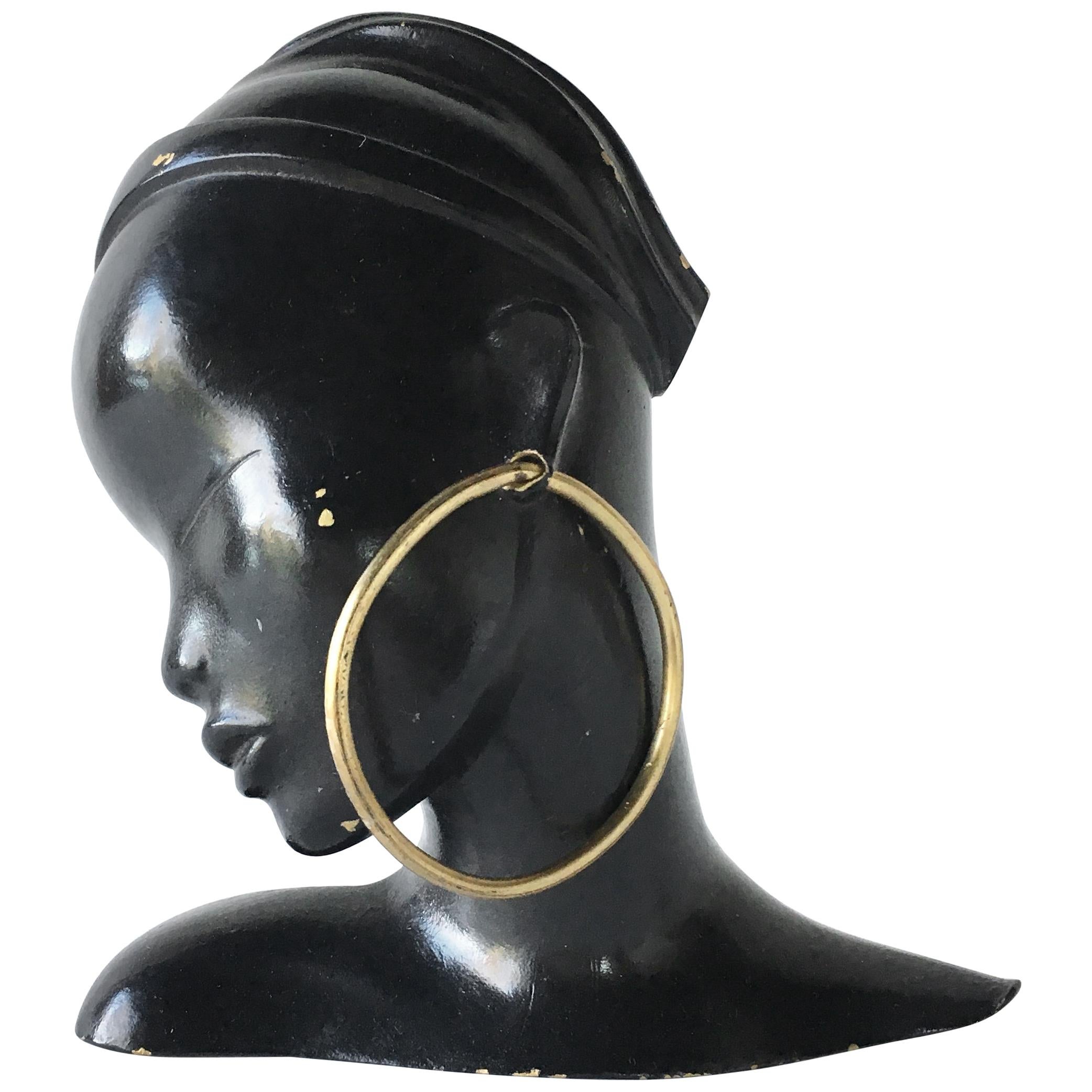 Art Deco Bronze Mask by Hagenauer Stamped For Sale