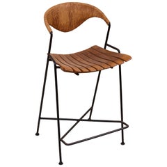 Low Wrought Iron Arthur Umanoff Bar Stool