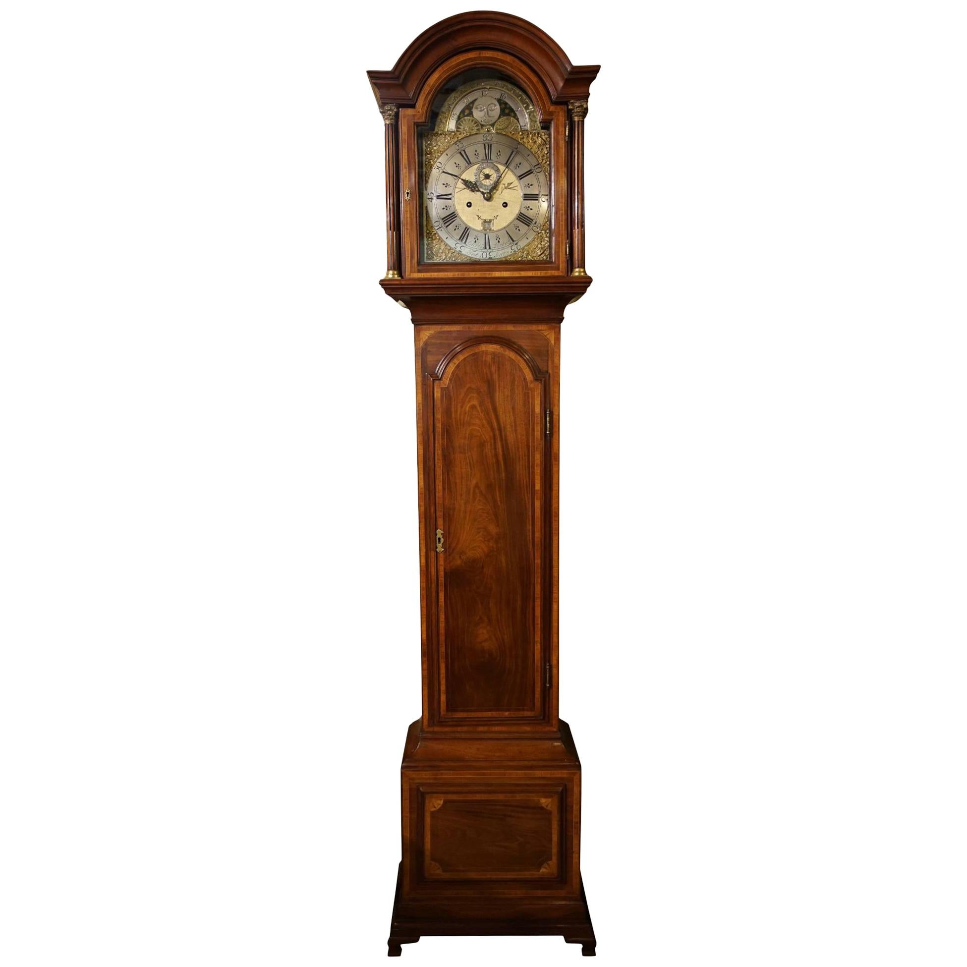 Arch Dial 8 Day Mahogany Longcase Clock, by Christopher Locket, Tetbury 18th C