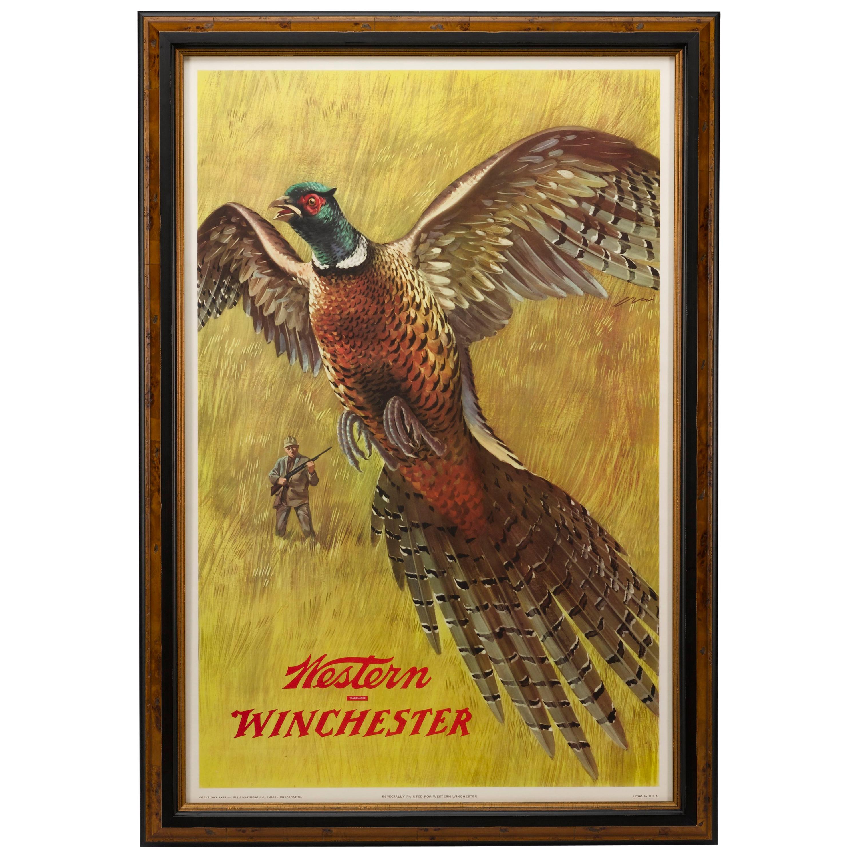 Western Winchester Pheasant Hunting Poster by Weimar Pursell, circa 1955