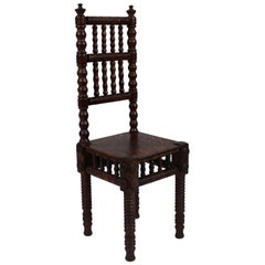 Antique Small Victorian Oak English Childs Bobbin Chair