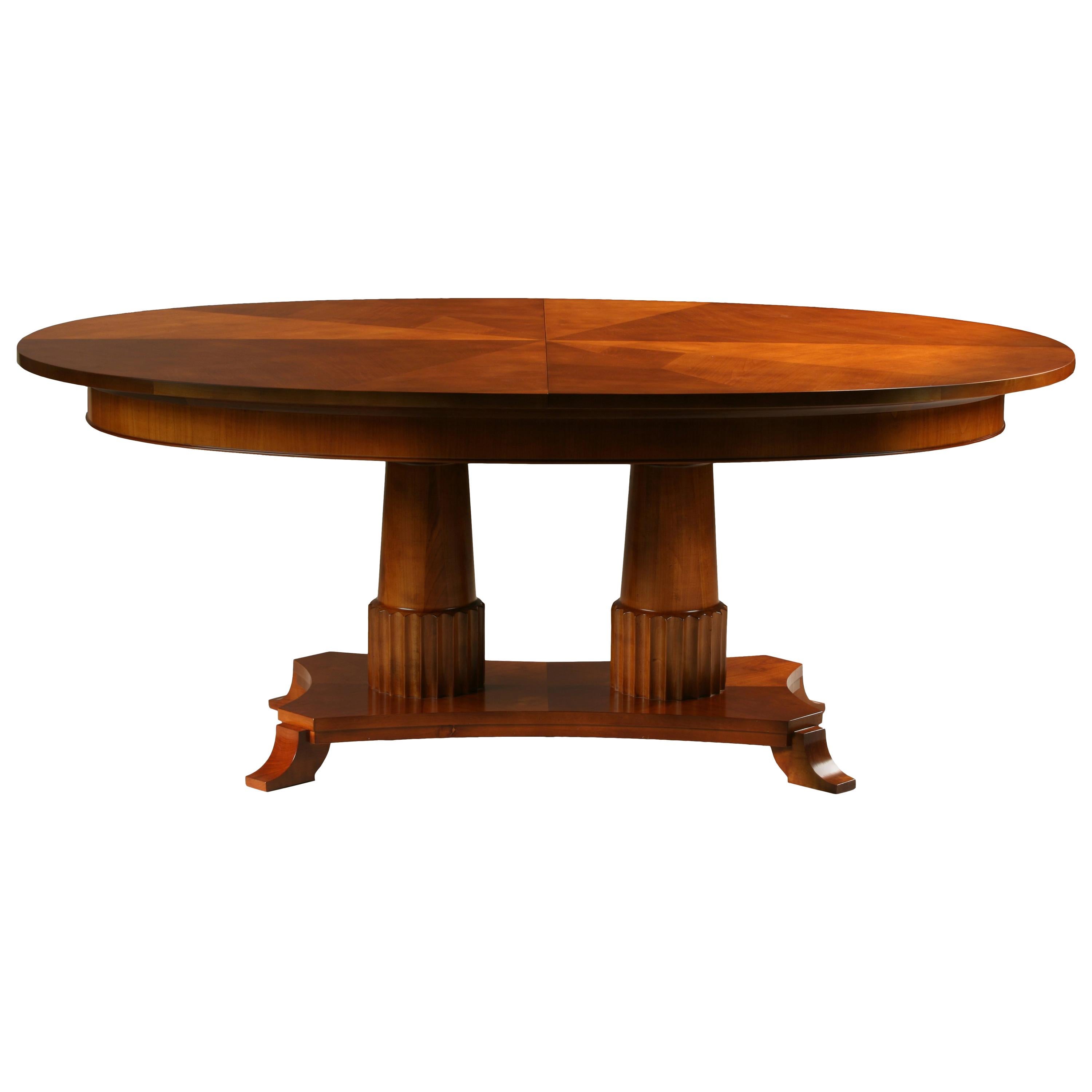 Contemporary extendable table in Biedermeier style made of cherry wood