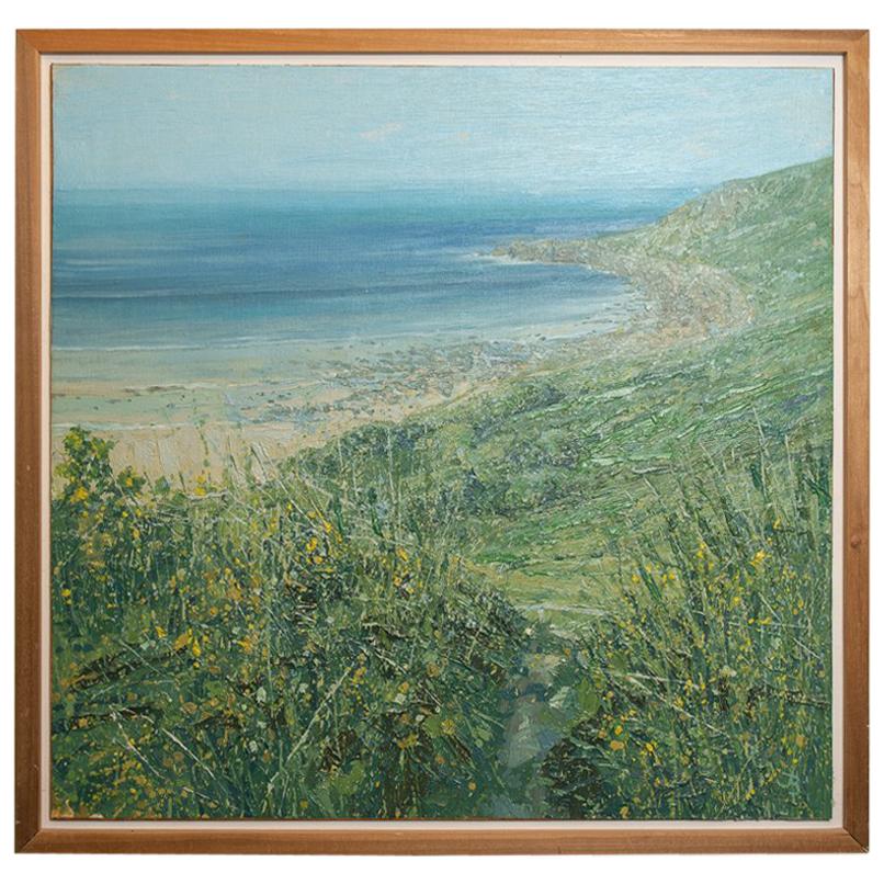 Seascape Painting of Cornwall by John Brenton, Oil on Canvas Board For Sale