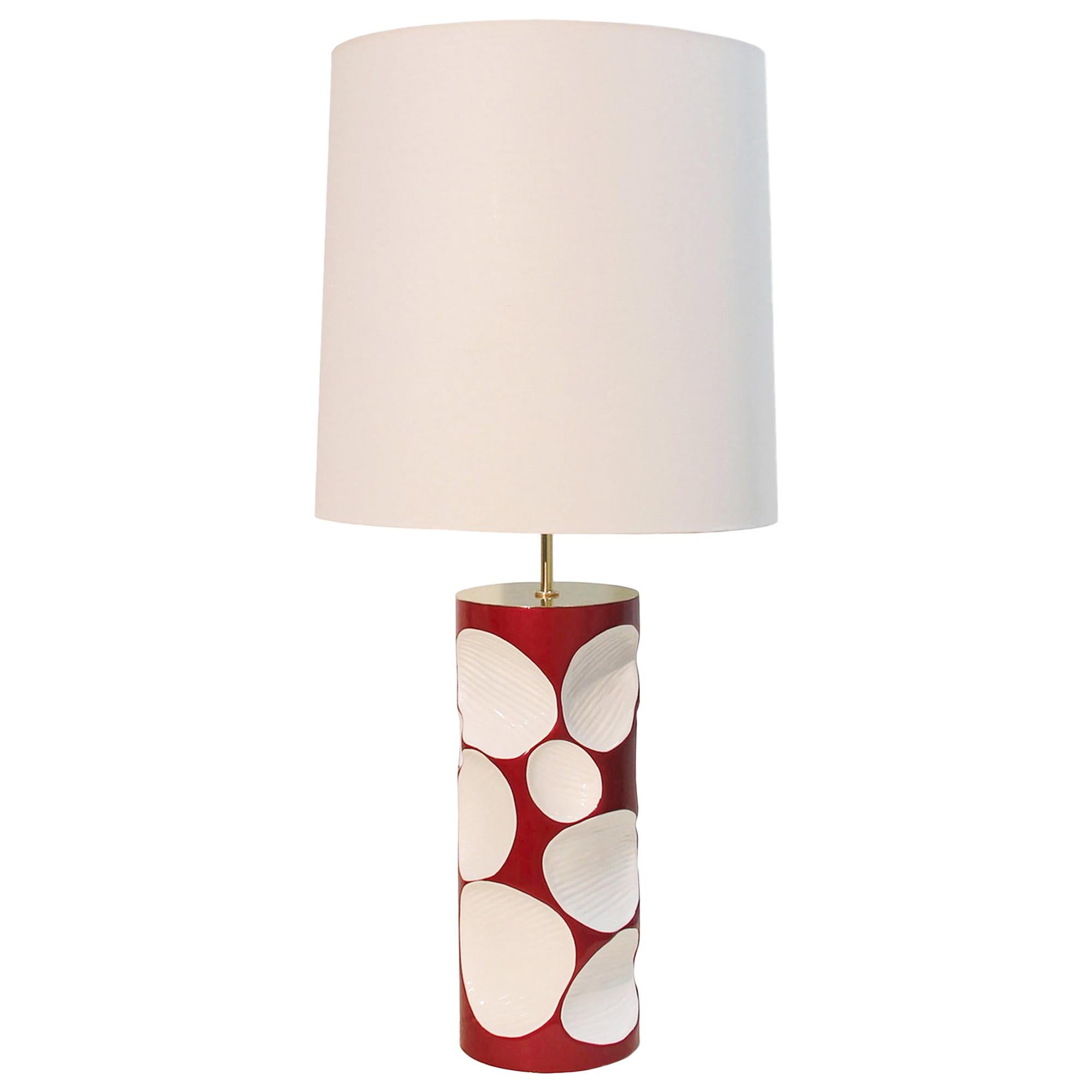 Allia Table Lamp in Red Lacquered Finish For Sale