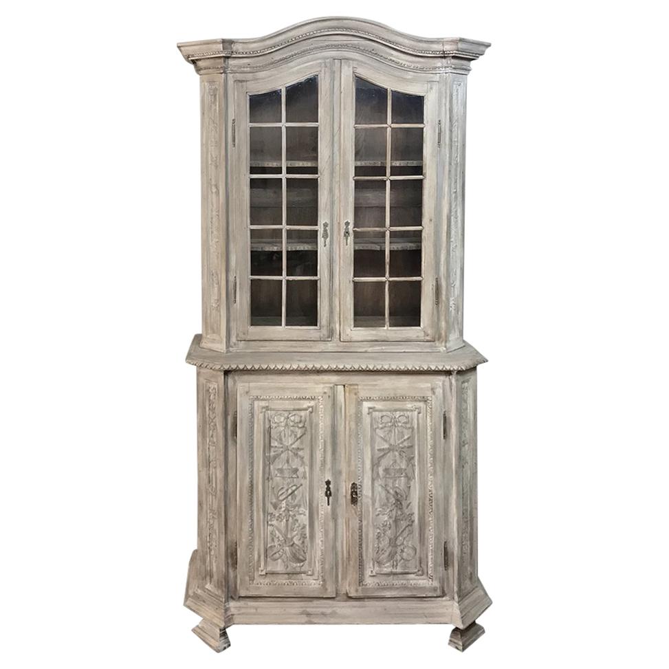 19th Century Country French Louis XVI Stripped Bookcase, Vitrine