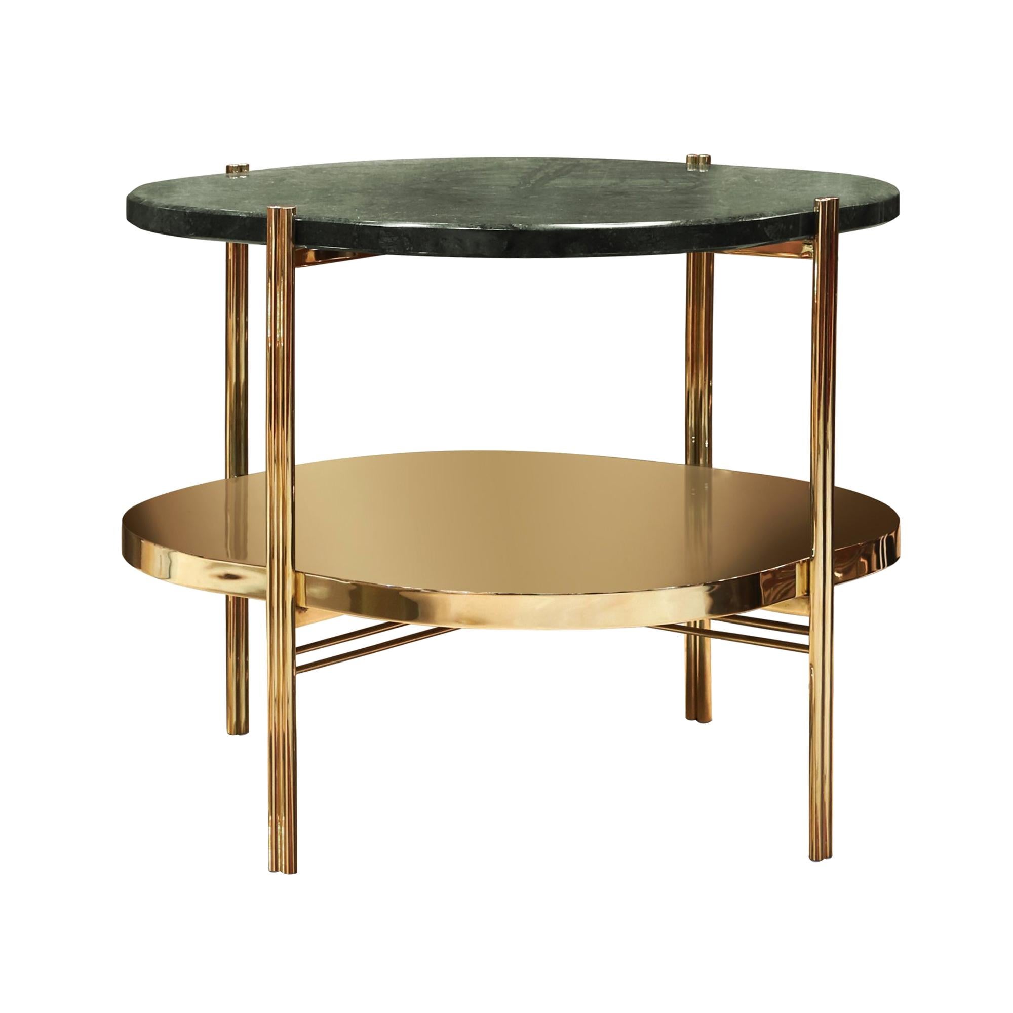 Guatemala Marble Side Table in Polished Brass