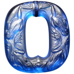 Rene Lalique Electric Blue Glass 'Grenouilles' Pendant