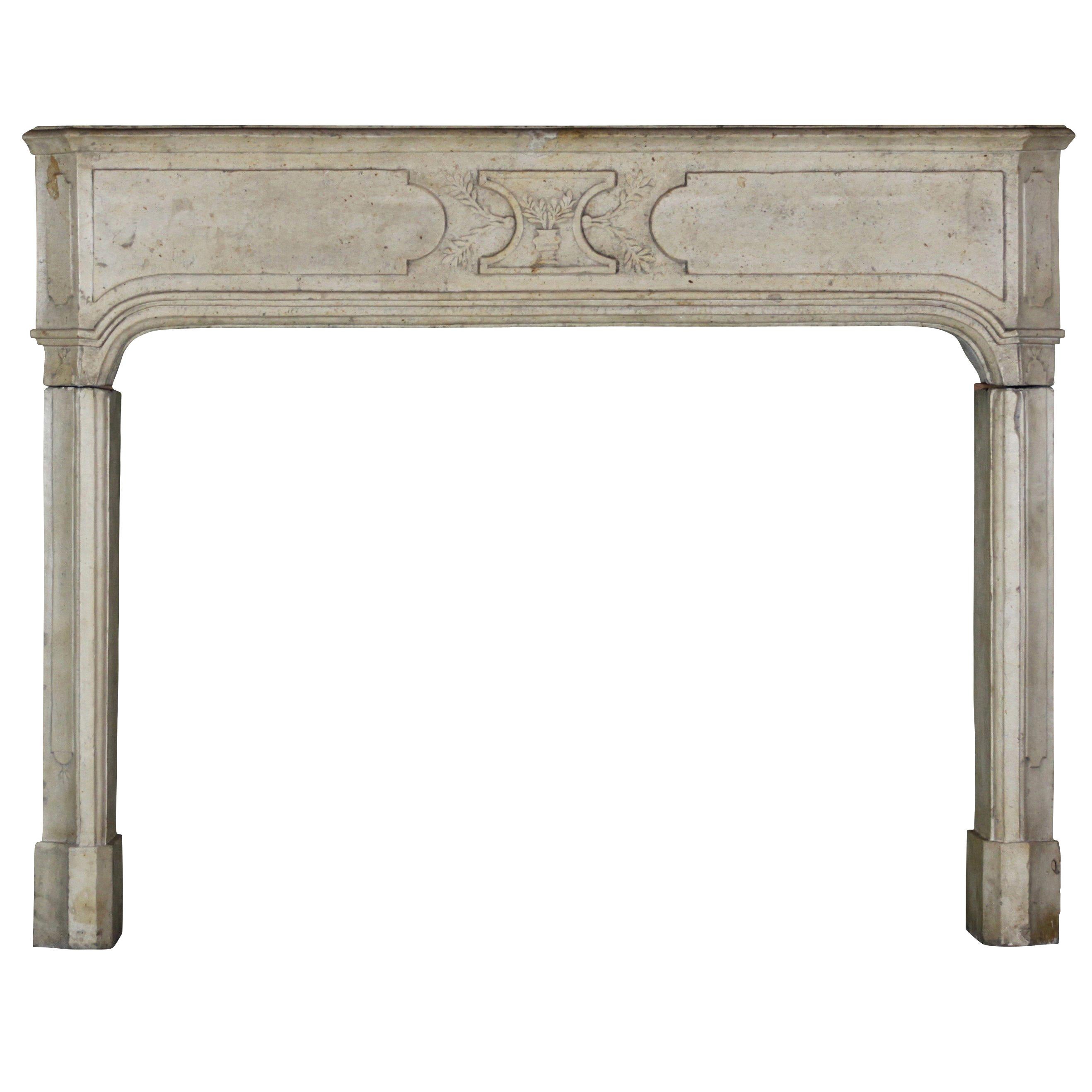 18th Century French Country Hard Limestone Antique Fireplace Surround