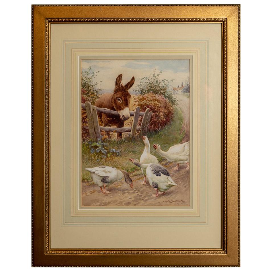 Watercolor by Edwin Bottomley, Consulting the Oracle For Sale
