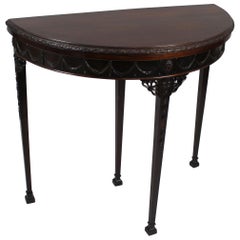 Vintage Carved Mahogany Edwardian Adam Style Flip Top Card Table