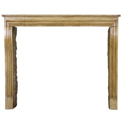 French Small Used Hard Limestone Designed by Nature Fireplace Surround