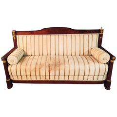 Original French Empire Sofa Mahogany with Columns