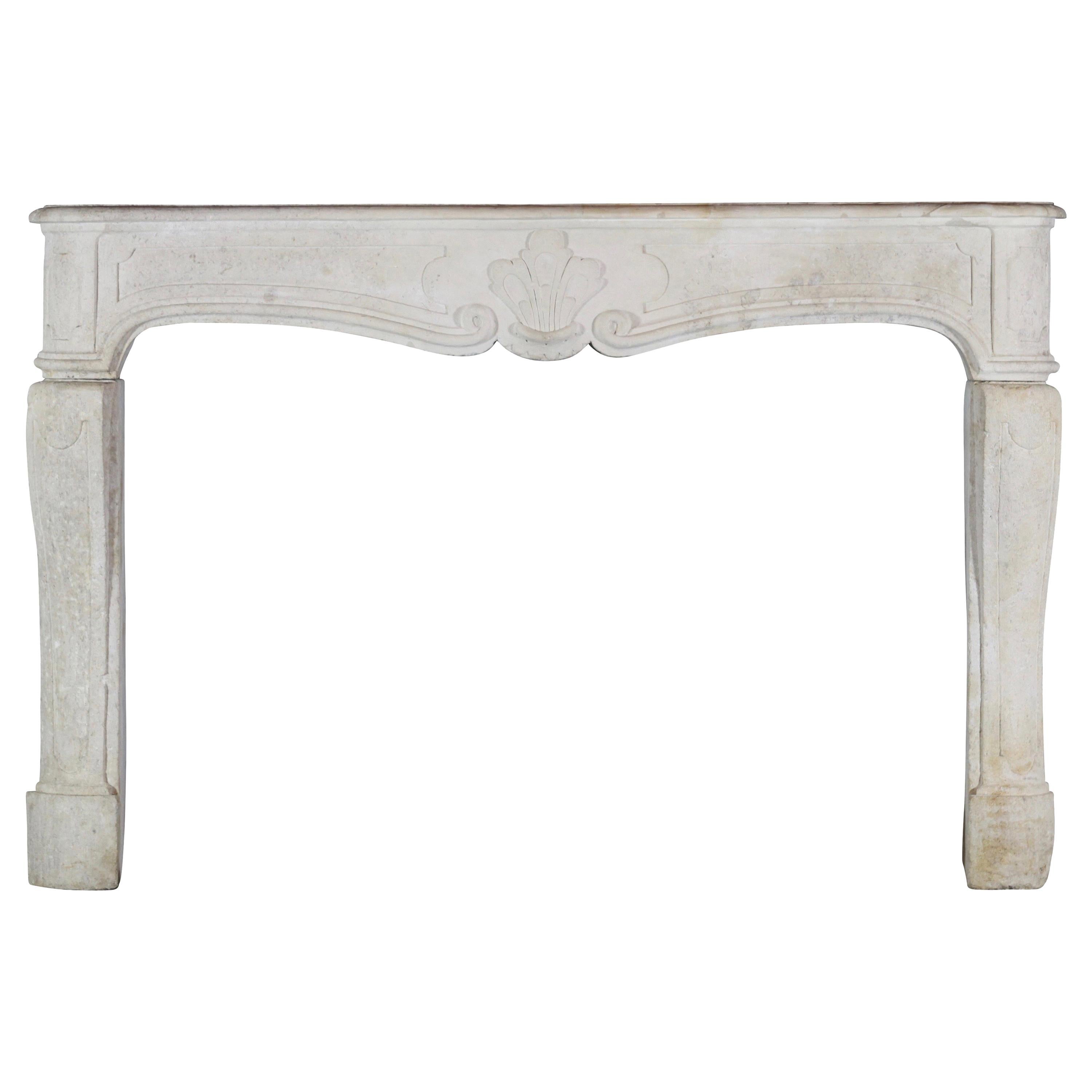 18th Century Original French Country Limestone Fireplace Surround For Sale