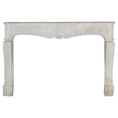 Antique 18th Century Original French Country Limestone Fireplace Surround