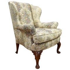 Antique 19th Century English Victorian Walnut Wing Back Armchair
