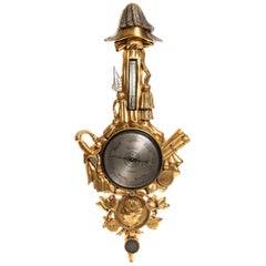 Antique Giltwood Barometer Depicting the Life of the Duke of Wellington