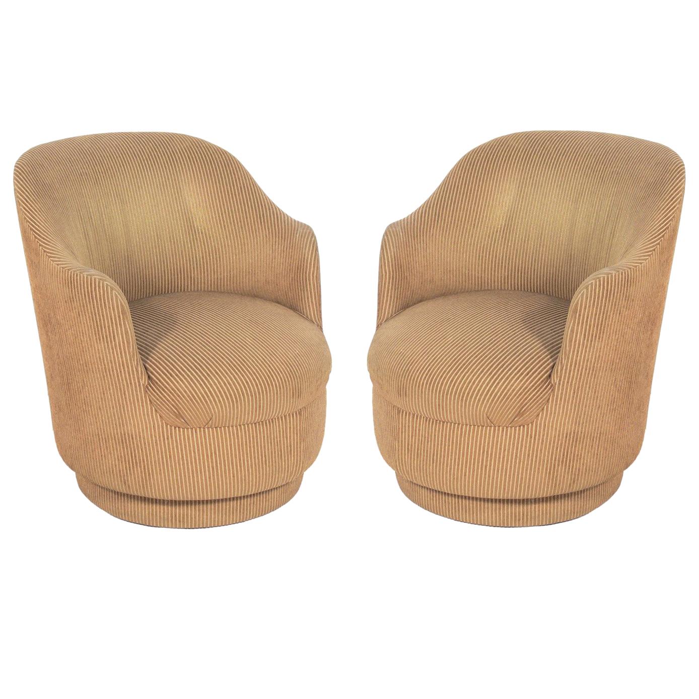 Pair of Curvaceous Swivel Chairs 