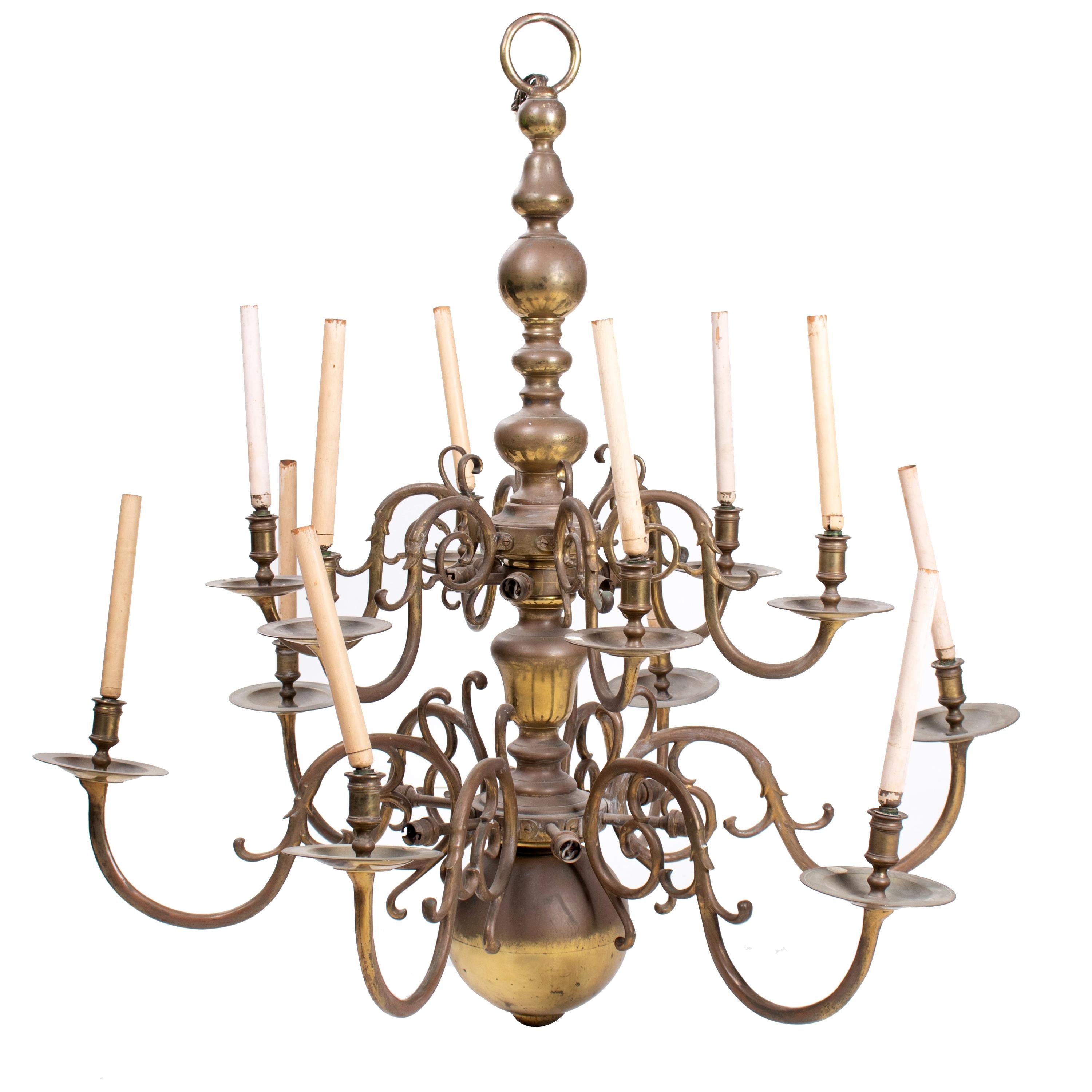Early 20th Century French Brass Chandelier
