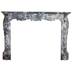 19th Century Fine European Grey Marble Antique Fireplace Surround