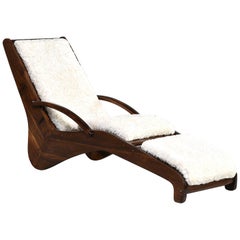 Midcentury Italian Chaise Longue with Faux Shearling Upholstery