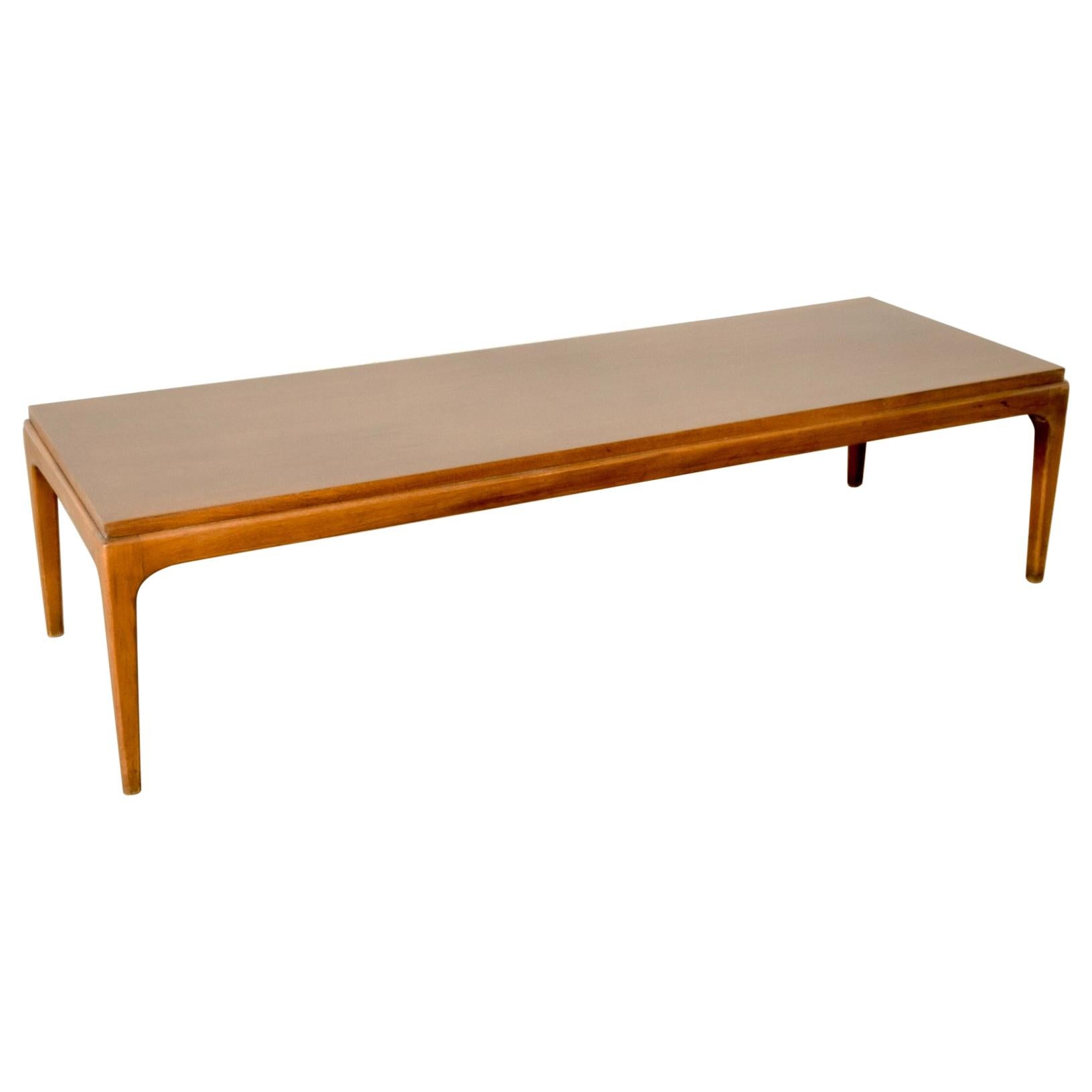 Midcentury Lane Walnut Long Rectangular Wood Coffee Table, 1960s For Sale