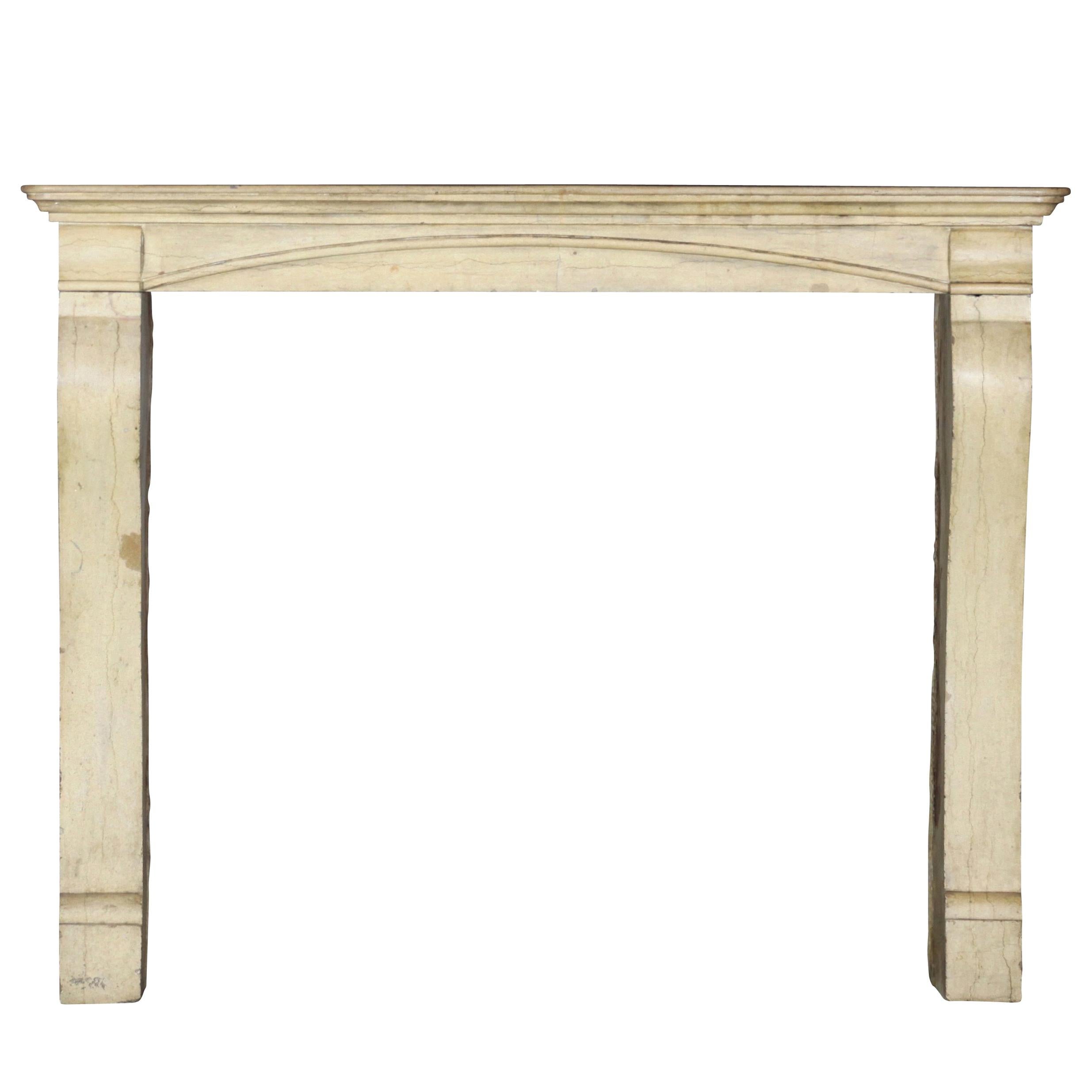 19th Century French Country Hard Limestone Antique Fireplace Surround For Sale