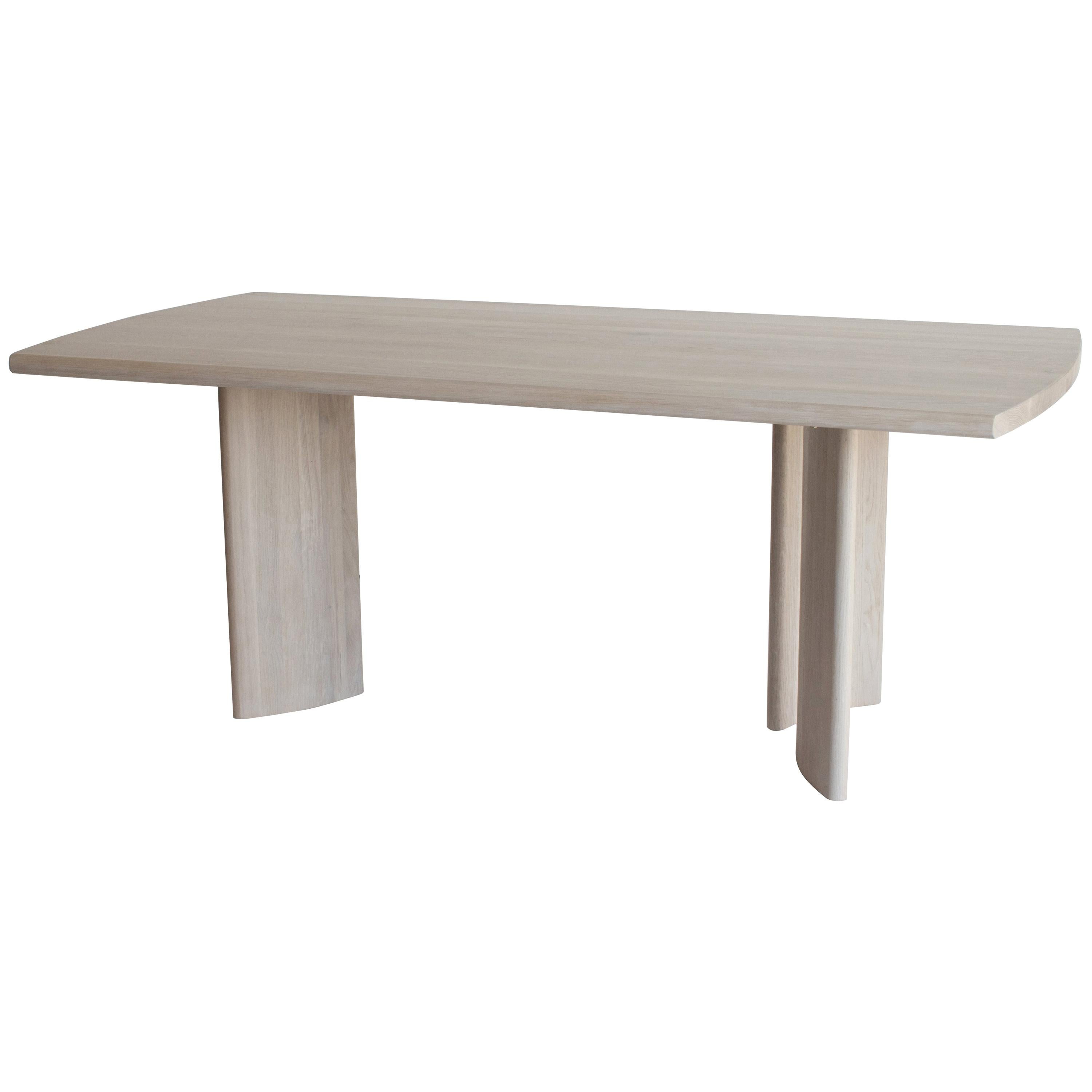 Crest Table by Sun at Six, Nude, Minimalist Dining Table in Wood