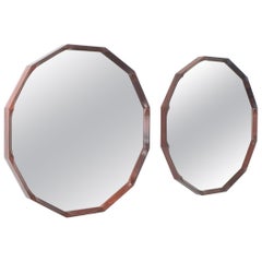 Pair of Dino Cavalli Walnut Mirrors, Midcentury, Italy