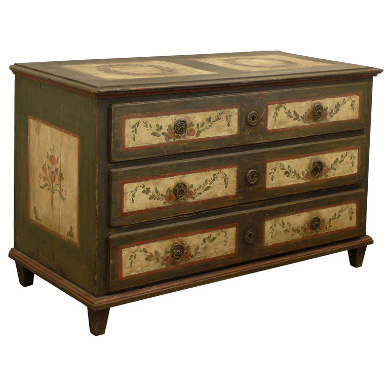 19th Century Painted Italian 3-Drawer Commode