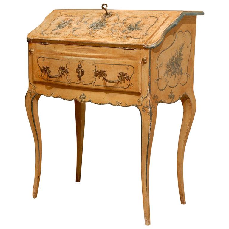 Early 19th Century French Slant Top Painted Desk Louis XV Style