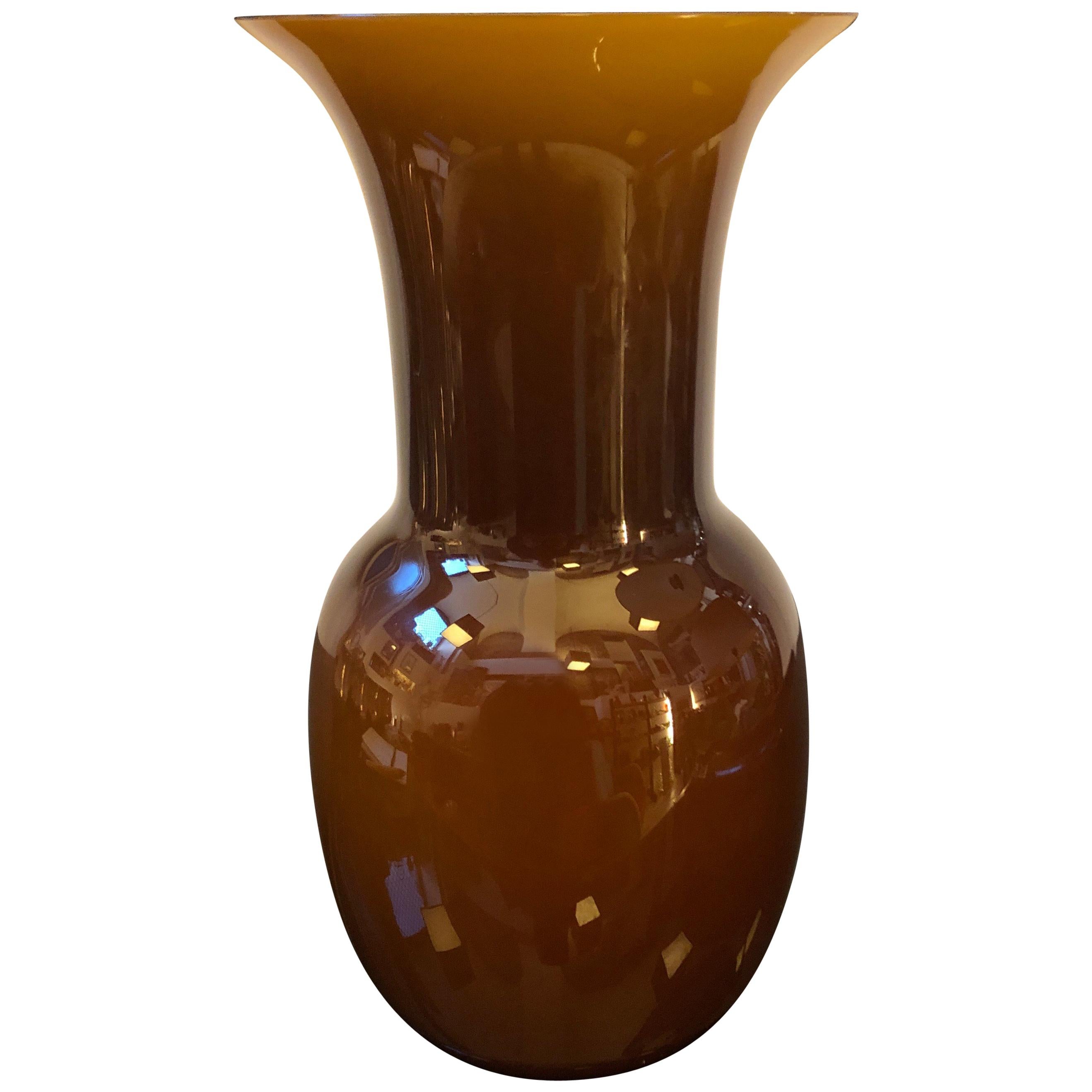 Aureliano Toso Brown Murano Glass Vase, Italy, 2000