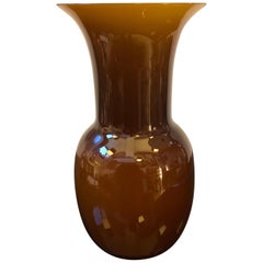 Aureliano Toso Brown Murano Glass Vase, Italy, 2000