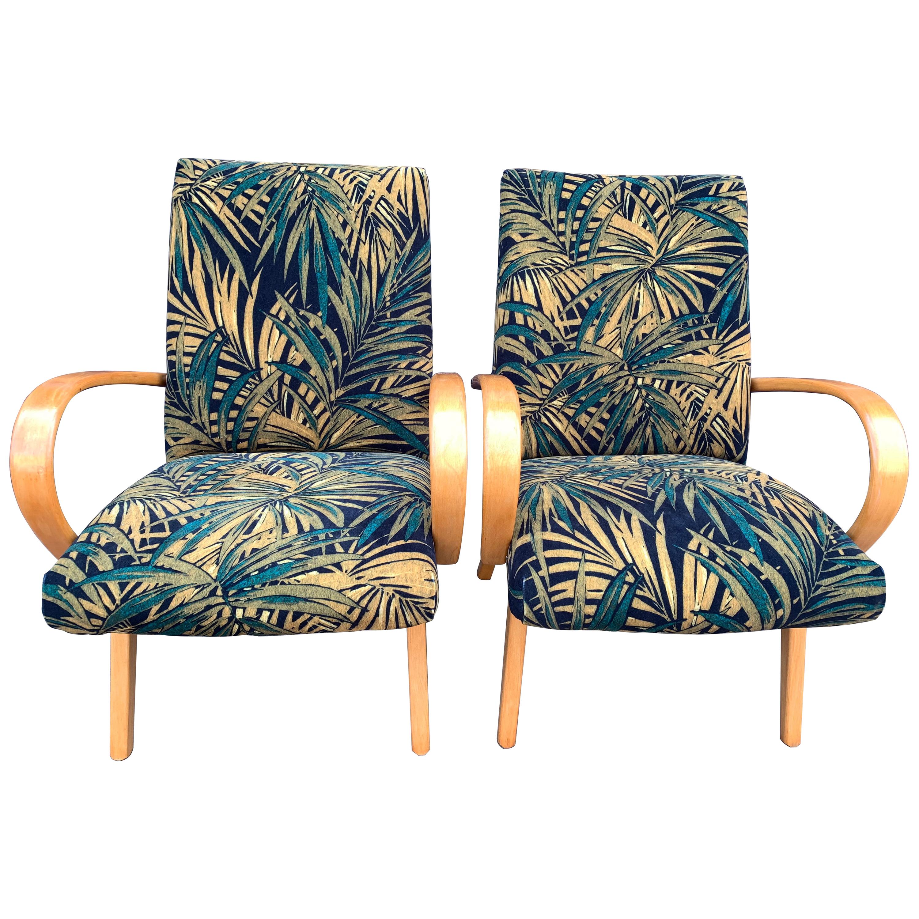 1960s Pair of Czech Republic Lounge Chairs Armchairs by Jaroslav Smidek for Ton