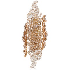 Palwa Gilded Brass and Crystal Glass Encrusted Wall Lamp, Model S113